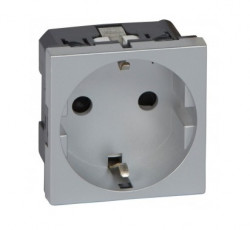 45129 SAL Q45 Safety Earth Schuko Socket, 2 Modules, Aluminium  