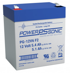 6Ah 12V F1/F2 Sealed Lead Acid battery, PowerSonic, F1/F2, PG-12V6  