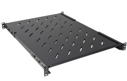 1U Shelf 650mm, 4 fixing points, adjustable, BLACK  