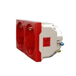 45190 SVM Q45 45x45 dvigubas elektros lizdas, montuojamas į lovelį, raudonas  