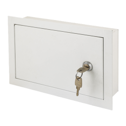 AWO356 flush-mounted metal keyboard box, with tamper contact, with lock, 185 x 142 x 52mm  
