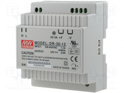DR-30-12 12V 2A maitinimo šaltinis, montuojamas ant DIN bėgelio, MeanWell  