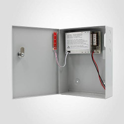 5A/12V impulsinis maitinimo šaltinis 265x195x75mm metalinėje dėžėje, su akumuliatoriaus krovimu   SIHD1205-01B