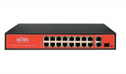 WI-PS518G switch, komutators, Watchdog, 16x100Mbps PoE 250m, 2x1Gbps, 1xSFP, 200W  
