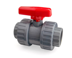 ABS double union ball valve, Red  