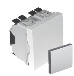 45077 SAL Q45 45x45 dviejų klavišų perjungėjas 10A, ~250V, montuojamas į lovelį, aliuminio  