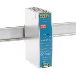 NDR-75-12 12V 6,2A maitinimo šaltinis, montuojamas ant DIN bėgelio, MeanWell  