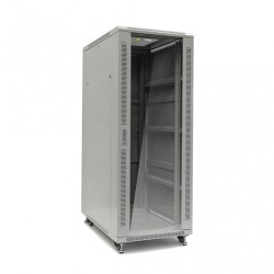 22U Floor Standing Cabinet, 600x1000, 19", Gray, Glass Door  