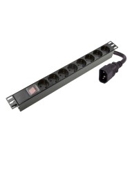 1U 8xSchuko socket with switch, C14 input  