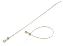 TCV-205 plastic cable ties with a hole for screwing, 221.3 x 4.2 mm, white, 100 pcs.  