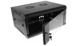WM6404.901, 4U wall mount cabinet 600x450, 19", black, glass door  