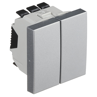 45061 SAL Q45 45x45 Two-key electrical switch, mounted in a trough, aluminum color 