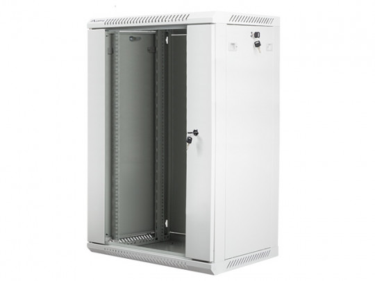 15U built-in wardrobe 600x600, 19", gray, glass lockable doors, removable sides 