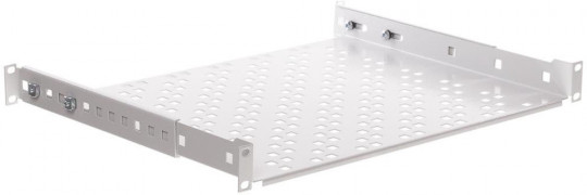 1U Pull-out shelf 19", depth 300mm, 4 fixing points, gray 