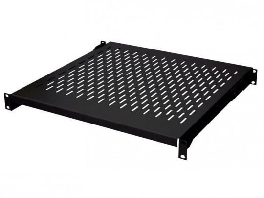 1U Shelf 750mm, 4 fixing points, adjustable, BLACK 