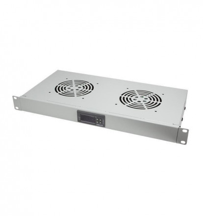 2FAN 1U 19" fan unit with thermostat, gray 