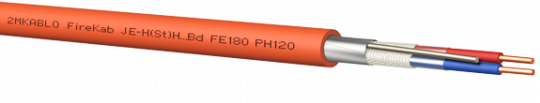 2x1.5mm2+0.8mm fire-fighting cable JE-H(St)H Bd FE180 PH120, non-flammable, monolithic, shielded, 50 