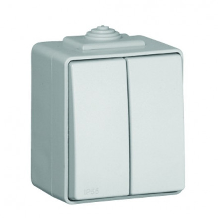 48101 CCZ Double Two-Way Switch 16A, ~250V, IP65, Gray 