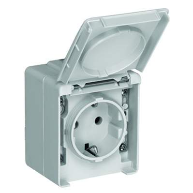 48131 CCZ Schuko Type Eartch Socket 16A, ~250V, IP65, Gray 