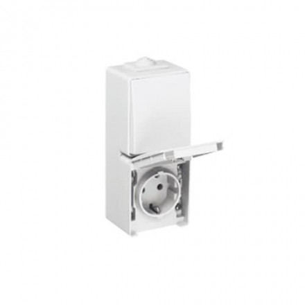 2-WAY SWITCH+EARTH SOCK(SKO)DOUB VERT BASE GR 