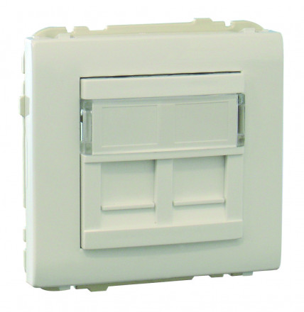 COV RING W/DOUB SUPPORT F/RJ45 CONNECT WHITE 