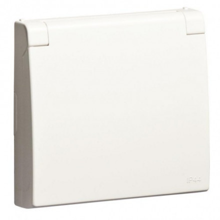 50634 TBM Electrical outlet cover with grounding and cover, IP44, matt white 