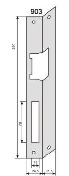 903G electromagnet lock mounting plate, 250mm, left, angled 