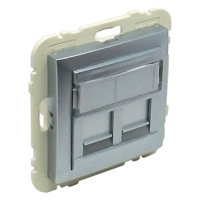 COV RING W/DOUB SUPPORT F/RJ45 CONNECT GRAY 