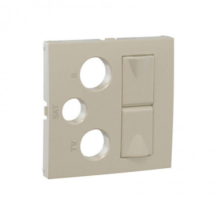 COV PLATE F/R-TV-SAT-2XRJ45 MULT SOCKET IVORY 