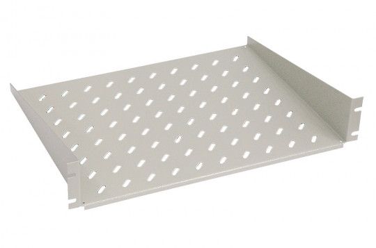 2U Shelf 300mm, fixed from the front, RAL7035 