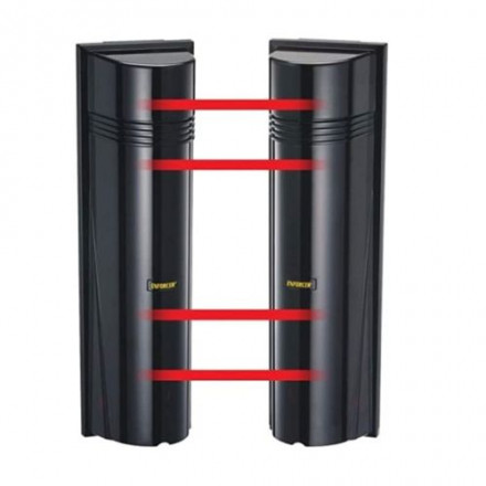 E-964-Q660Q 4-IR perimetra detektors, 200m ārā, 4 kanāli, lāzers regulēšanai  150m/300m, 4 izvēlamas frekvences, 4 IR stari, 12-24 AC/DC