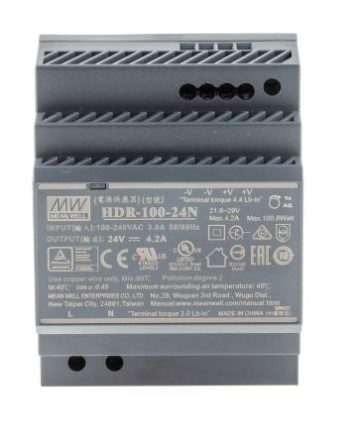 HDR-100-24N 24V 4.2A Power Supply DIN Rail Mount MeanWell 