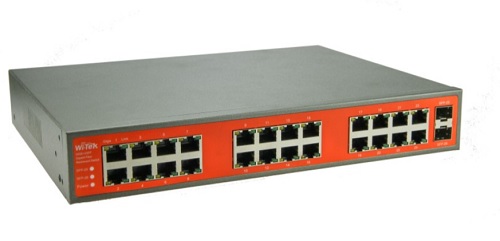 WI-SG124F switch, 24x1Gbps + 2x SFP, 19" 