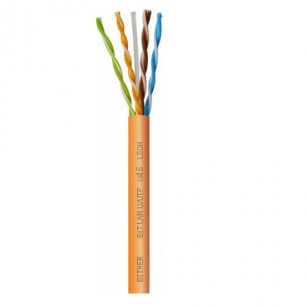UTP CAT6 kategorijas 4x2x23 AWG kabelis LSZH, Dca, oranžs, BiTLAN, 305m 
