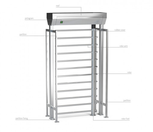 BA3-1-I NNN Motorized Full Height Turnstile, Inox 