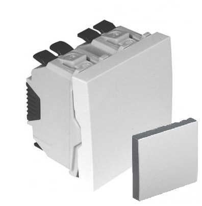 45077 SAL Q45 45x45 dviejų klavišų perjungėjas 10A, ~250V, montuojamas į lovelį, aliuminio 