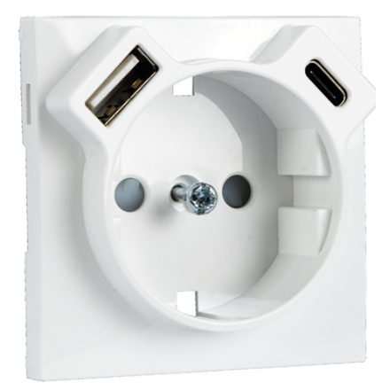 90630 TPM COVER PLATE EARTH SOCKET SKO+USB TYPE A + C, ICE 
