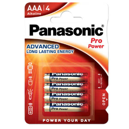 LR03 AAA Alkaline Battery, Panasonic PRO Power 