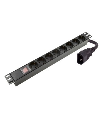 1U 8xSchuko socket with switch, C14 input 