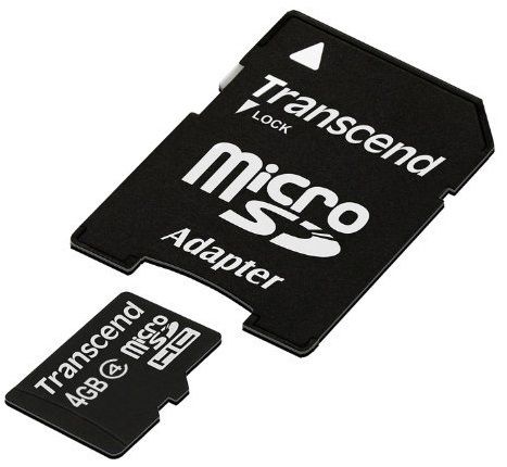 4Gb microSDHC memory card, Class 4, Transcend 