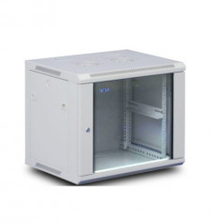 18U Wall Mount Cabinet, 600x600, 19", Gray, Glass Door  