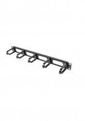 1U cable management panel, metal rings  