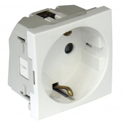 45126 SBM Safe Earth Socket (Schuko), Horizontal, Screwless Terminals, 2 Modules, Matte White  