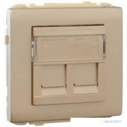 COV RING W/DOUB SUPPORT F/RJ45 CONNECT IVORY  