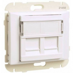 COV RING W/DOUB SUPPORT F/RJ45 CONNECT WHITE  