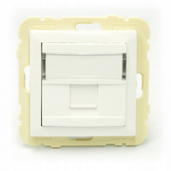 COV RING W/SINGL SUPPORT F/RJ45 CONNECT WHITE  