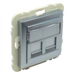 COV RING W/DOUB SUPPORT F/RJ45 CONNECT GRAY  