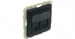 90442 SPM Double Support for RJ45 Connectors, with Cover, Matte Black  