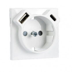 90630 TBR COVER PLATE EARTH SOCKET SKO+USB TYPE A + C, WHITE  