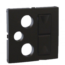 COV PLATE F/R-TV-SAT-2XRJ45 MULT SOCKET MT BK  